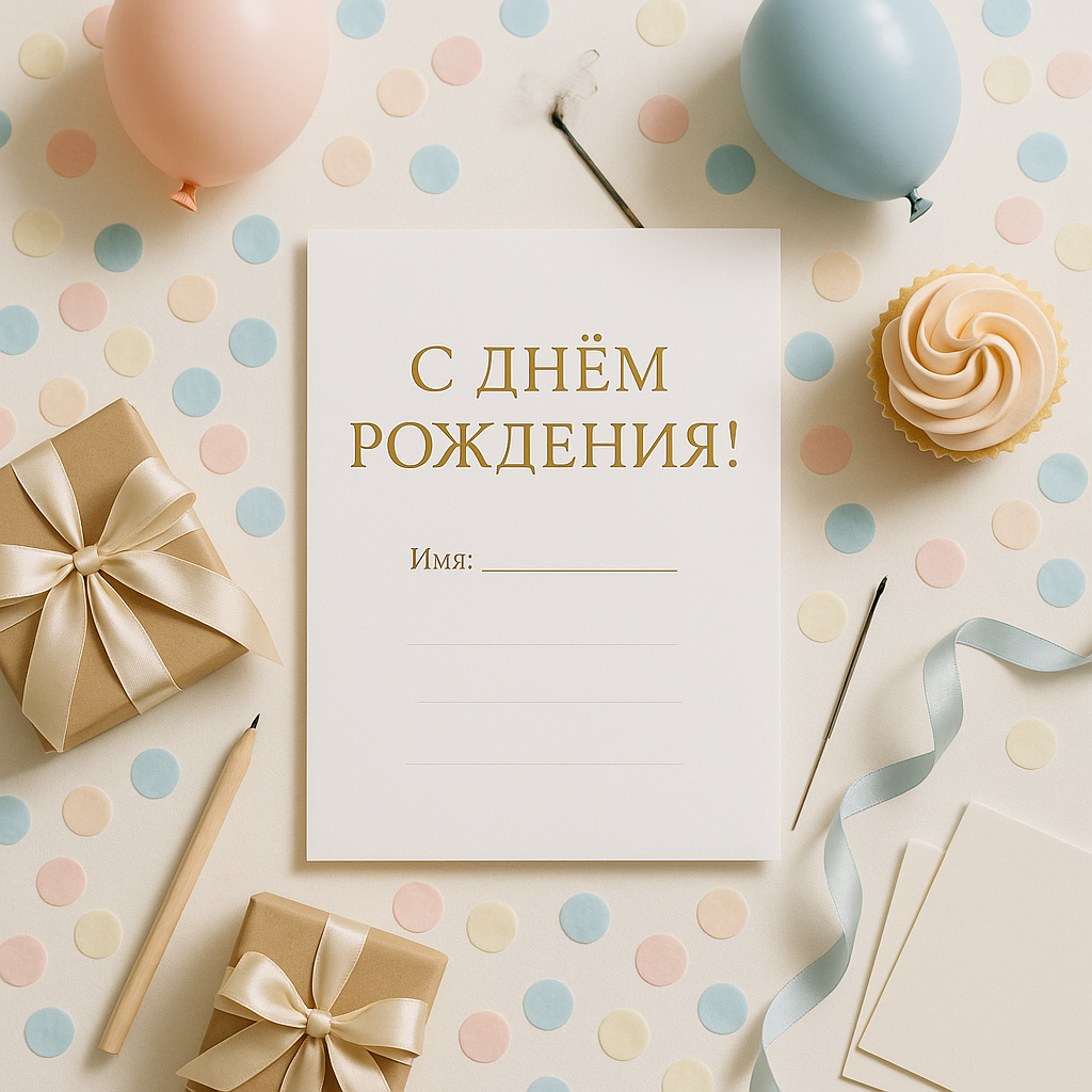Photographic lifestyle scene at a sunlit minimalist table: a pastel birthday cake with a